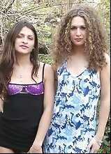 Nikki Montero and Priscilla getting naughty and butt naked outdoors to tease with their cocks